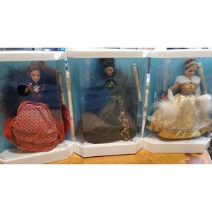 1992 Fashion Corner Holiday Treasure Musical Doll NEW lot of 3